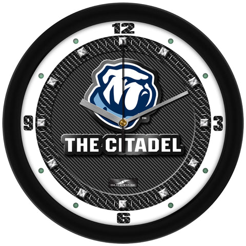 Citadel Bulldogs - Carbon Fiber Textured Wall Clock - SuntimeDirect