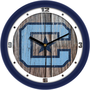 Citadel Bulldogs - Weathered Wood Wall Clock - SuntimeDirect