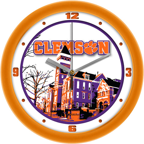 Clemson Tigers Wall Clock - Campus Art - Non Ticking Silent Movement - 11.5"