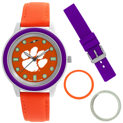 Clemson Tigers Unisex Colors Watch Gift Set