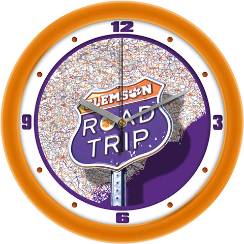 Clemson Tigers Wall Clock - College Road Trip - 11.5" Diameter - Quiet Silent-Sweep