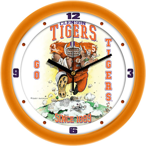 Clemson Tigers - "Steamroller" Football Wall Clock - Art by Gary Patterson