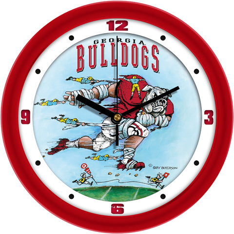Georgia Bulldogs - "Down the Field" Football Wall Clock - Art by Gary Patterson