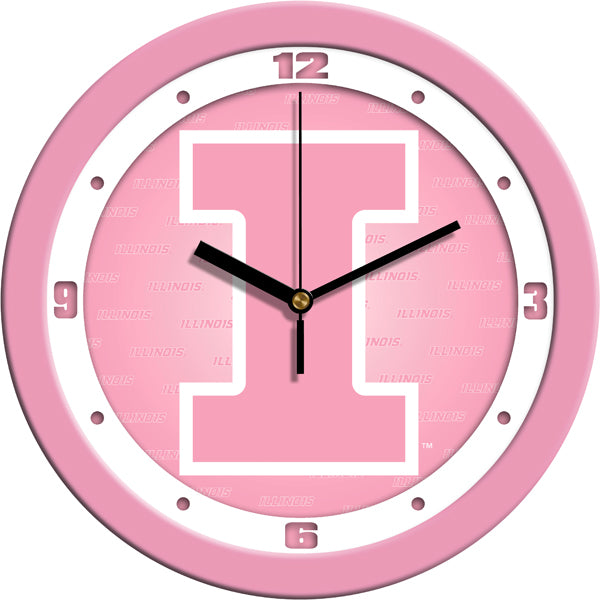 Illinois Fighting Illini - Pink Wall Clock - SuntimeDirect