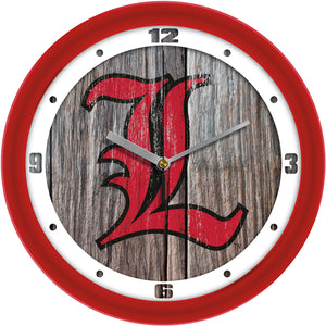 Louisville Cardinals - Weathered Wood Wall Clock