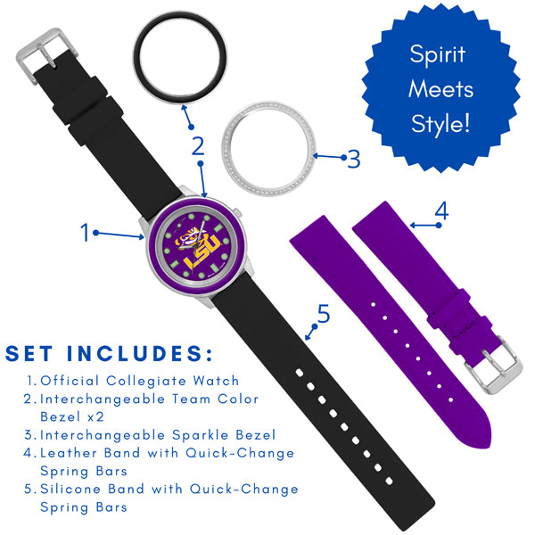 LSU Tigers Unisex Colors Watch Gift Set