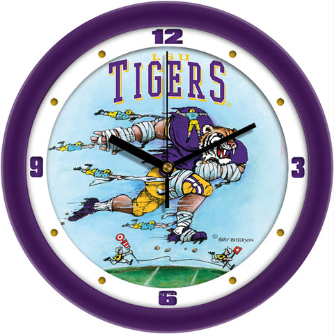LSU Tigers - "Down the Field" Football Wall Clock - Art by Gary Patterson