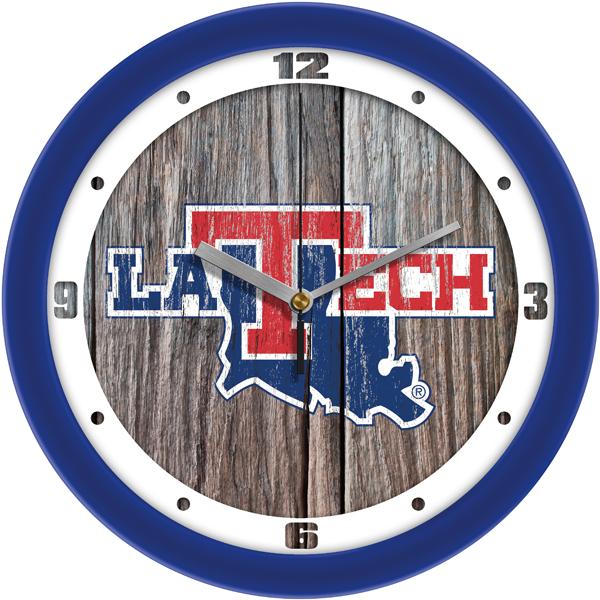 Louisiana Tech Bulldogs - Weathered Wood Wall Clock - SuntimeDirect