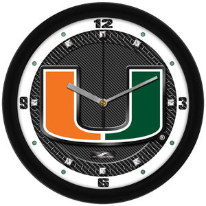Miami Hurricanes - Carbon Fiber Textured Wall Clock