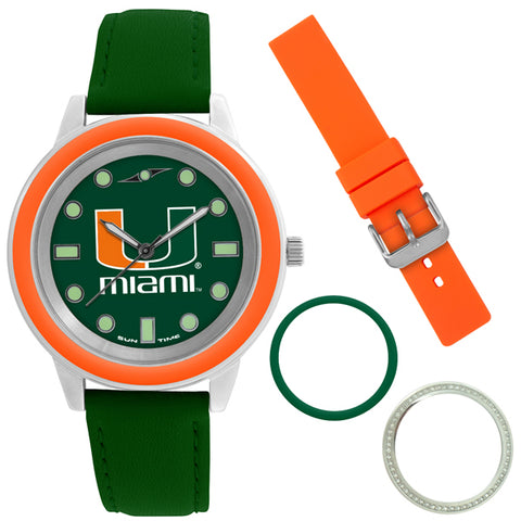 Miami Hurricanes Colors Watch Gift Set