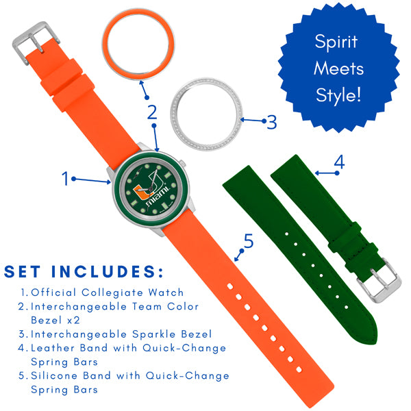 Miami Hurricanes Colors Watch Gift Set