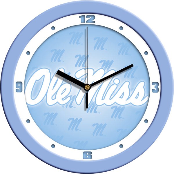 Mississippi Rebels  -  Ole Miss - Baby Blue Wall Clock - SuntimeDirect