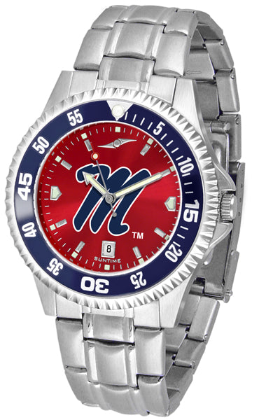 Mississippi Rebels  -  Ole Miss - Competitor Steel AnoChrome  -  Color Bezel - SuntimeDirect