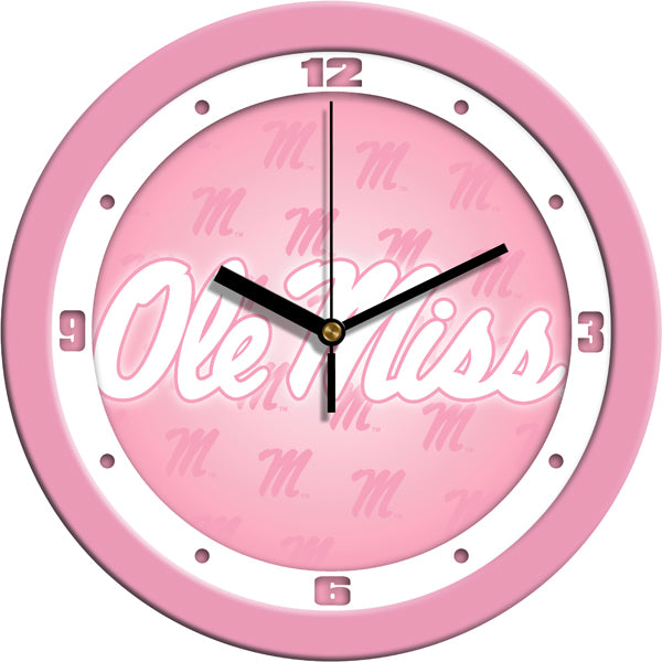 Mississippi Rebels  -  Ole Miss - Pink Wall Clock - SuntimeDirect
