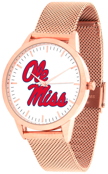 Mississippi Rebels - Ole Miss - Mesh Statement Watch - Rose Band - SuntimeDirect