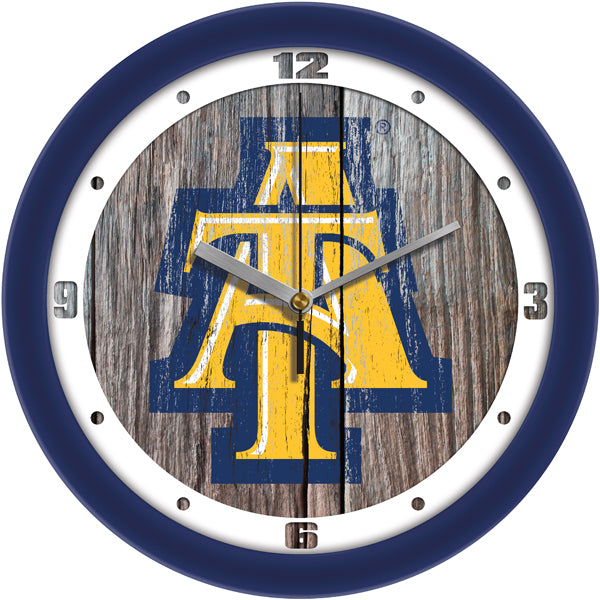 North Carolina A&T Aggies - Weathered Wood Wall Clock - SuntimeDirect