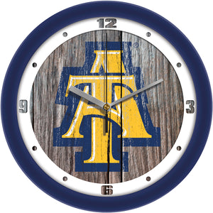 North Carolina A&T Aggies - Weathered Wood Wall Clock - SuntimeDirect