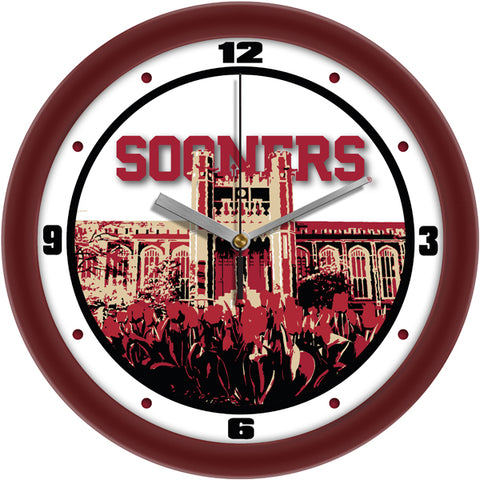 Oklahoma Sooners Wall Clock - Campus Art - Non Ticking Silent Movement - 11.5"