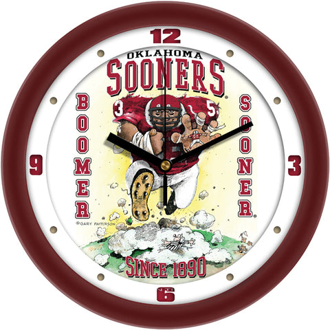 Oklahoma Sooners - "Steamroller" Football Wall Clock - Art by Gary Patterson