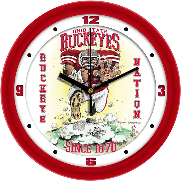 Ohio State Buckeyes - "Steamroller" Football Wall Clock - Art by Gary Patterson