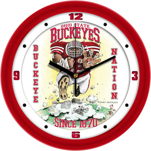 Ohio State Buckeyes - "Steamroller" Football Wall Clock - Art by Gary Patterson