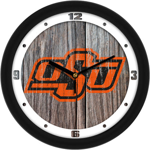 Oklahoma State Cowboys - Weathered Wood Wall Clock - SuntimeDirect