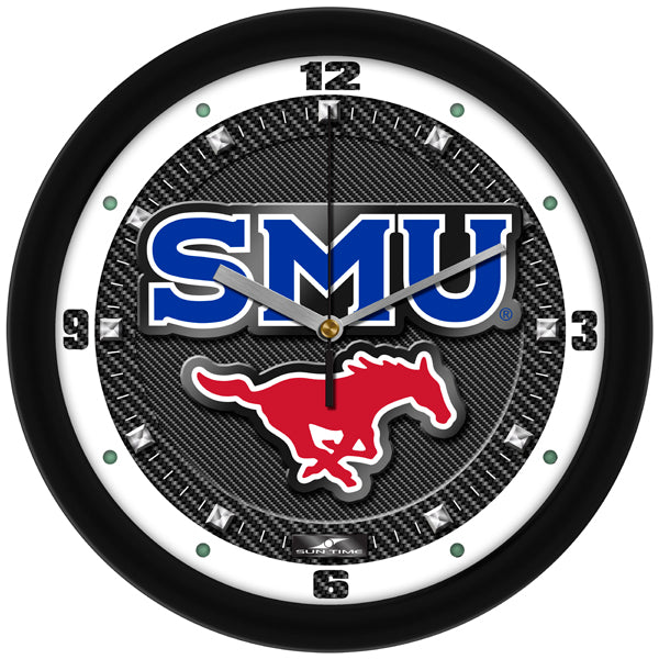 Southern Methodist University Mustangs - Carbon Fiber Textured Wall Clock - SuntimeDirect