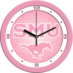 Southern Methodist University Mustangs - Pink Wall Clock - SuntimeDirect