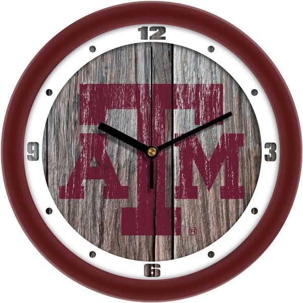 Texas A&M Aggies - Weathered Wood Wall Clock