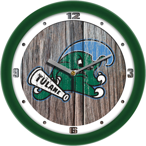 Tulane University Green Wave - Weathered Wood Wall Clock - SuntimeDirect