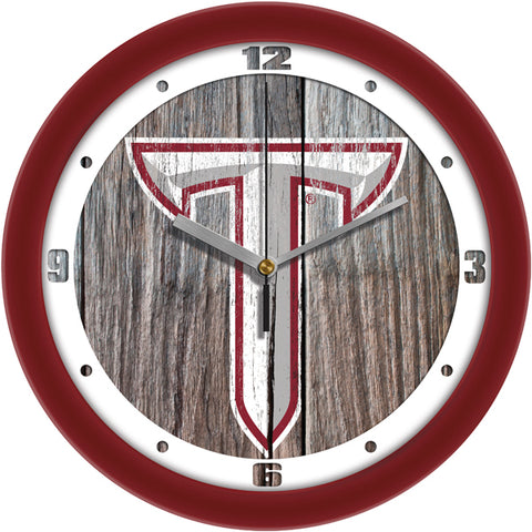 Troy Trojans - Weathered Wood Wall Clock