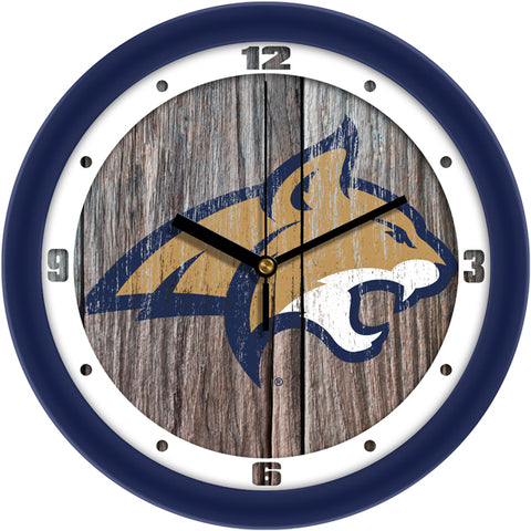 Montana State Bobcats - Weathered Wood Wall Clock