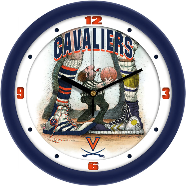 Virginia Cavaliers - "Jump Ball" Basketball Wall Clock - Art by Gary Patterson