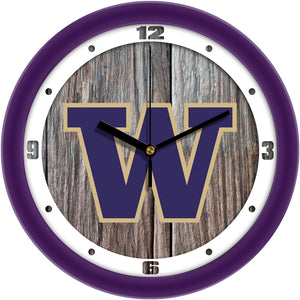 Washington Huskies - Weathered Wood Wall Clock
