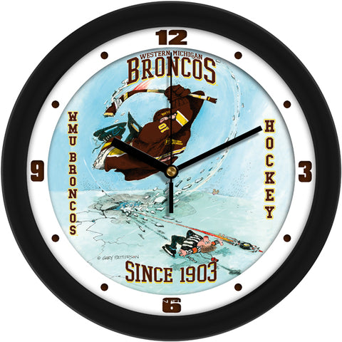 Western Michigan Broncos - "Slap Shot" Ice Hockey Wall Clock - Art by Gary Patterson