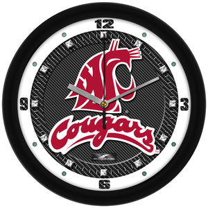 Washington State Cougars - Carbon Fiber Textured Wall Clock
