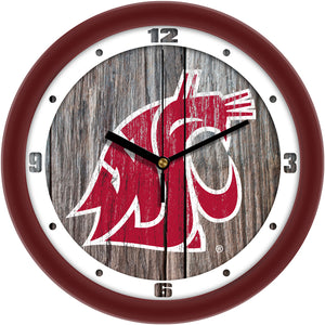 Washington State Cougars - Weathered Wood Wall Clock