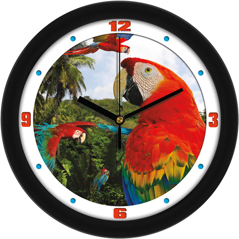 Colorful Tropical Macaw Parrots Decorative Wall Clock