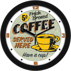 Retro Vintage Coffee Advertising Sign Wall Clock